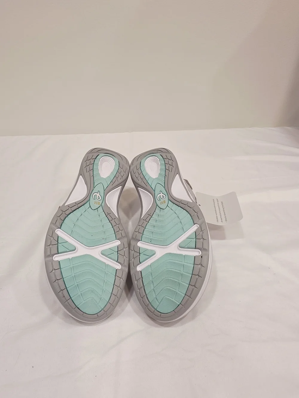 Easy Spirit Light Gray and Teal Esplash 3 Casual Mary Jane Slingback Sandals